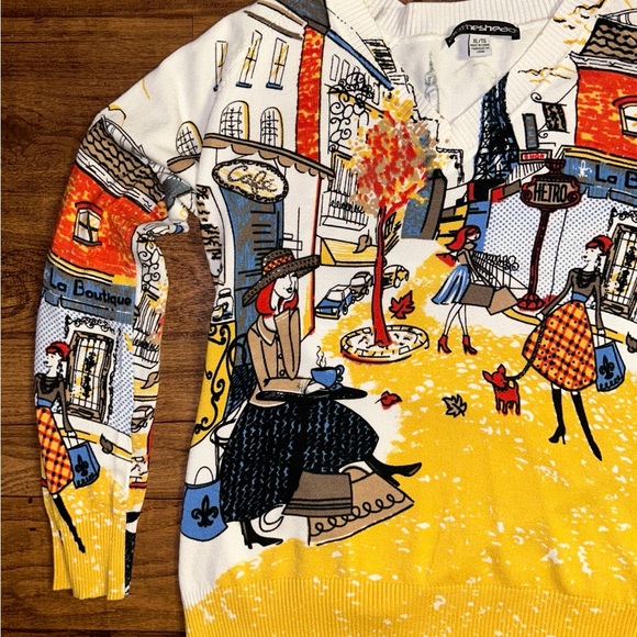 Clotheshead • X-Large • Multi-Colors W/ Women Shopping In Paris/ Studded Sweater - Picture 5 of 16